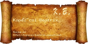 Kopácsi Beatrix névjegykártya