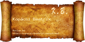 Kopácsi Beatrix névjegykártya